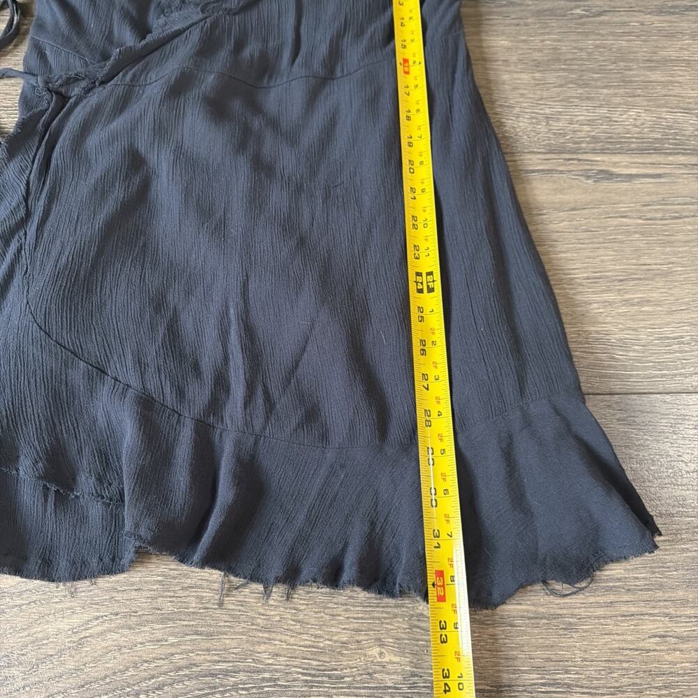 Kimchi Blue Urban Outfitters Sz M Black Wrap Mini Dress Whimsigoth Ruffle Goth - Picture 7 of 8